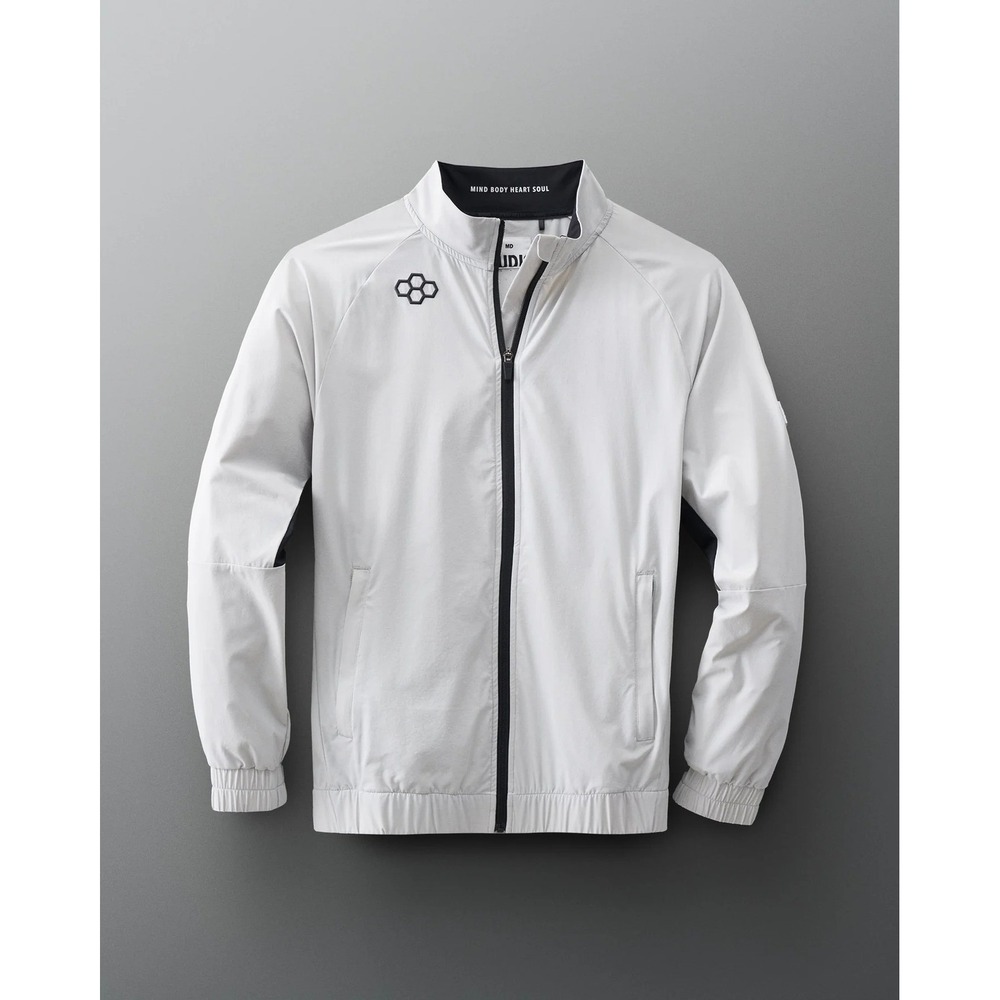 RUDIS Mens Wrestling Training Jacket Grey Black Full Zip Windbreaker MD New
